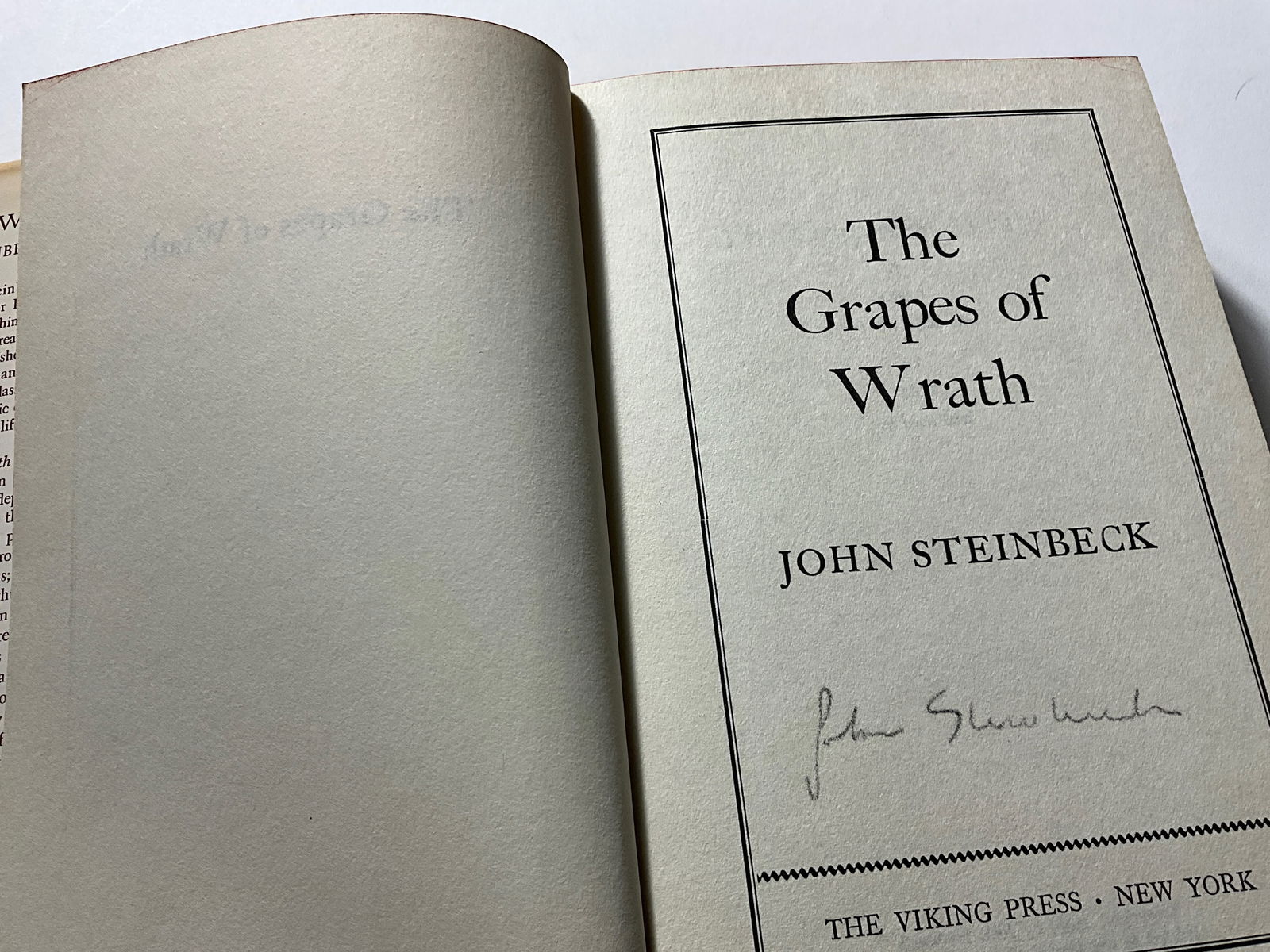John Steinbeck 1939 The Grapes of Wraith pencil signed: 1939 , signed by the author in pencil