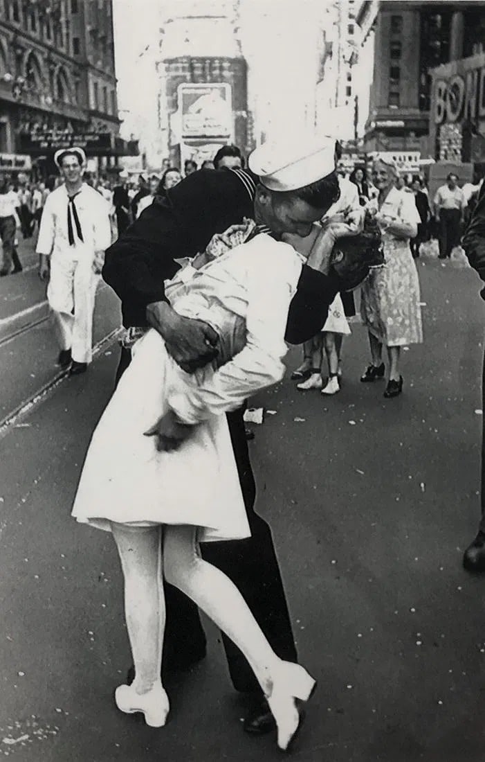 Alfred Eisenstaedt - V-J Day, Times Square, 1945: ALFRED EISENSTAEDT (1898-1995) V-J Day, Times Square, 1945 Photograph printed later , mounted to archival board 11 1/2" x 7 1/2" inches