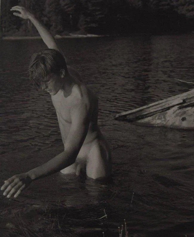Bruce Weber - Tom, Adirondack Park, 1988: BRUCE WEBER (b. 1946) Tom, Adirondack Park, 1988 Sheet-fed gravure c. 1990 Printed in United States of America , mounted to archival board 9 3/8" x 7 1/4" inches