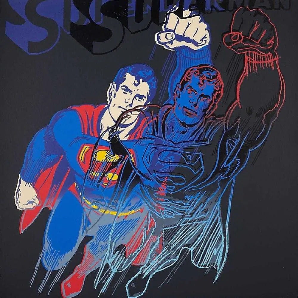 Andy Warhol Superman Screen print 1981: ANDY WARHOL Superman, 1981 Screenprint in colors Unsigned proof (outside the edition) 38" x 38" (sheet) Printer: Rupert Jasen Smith, New York