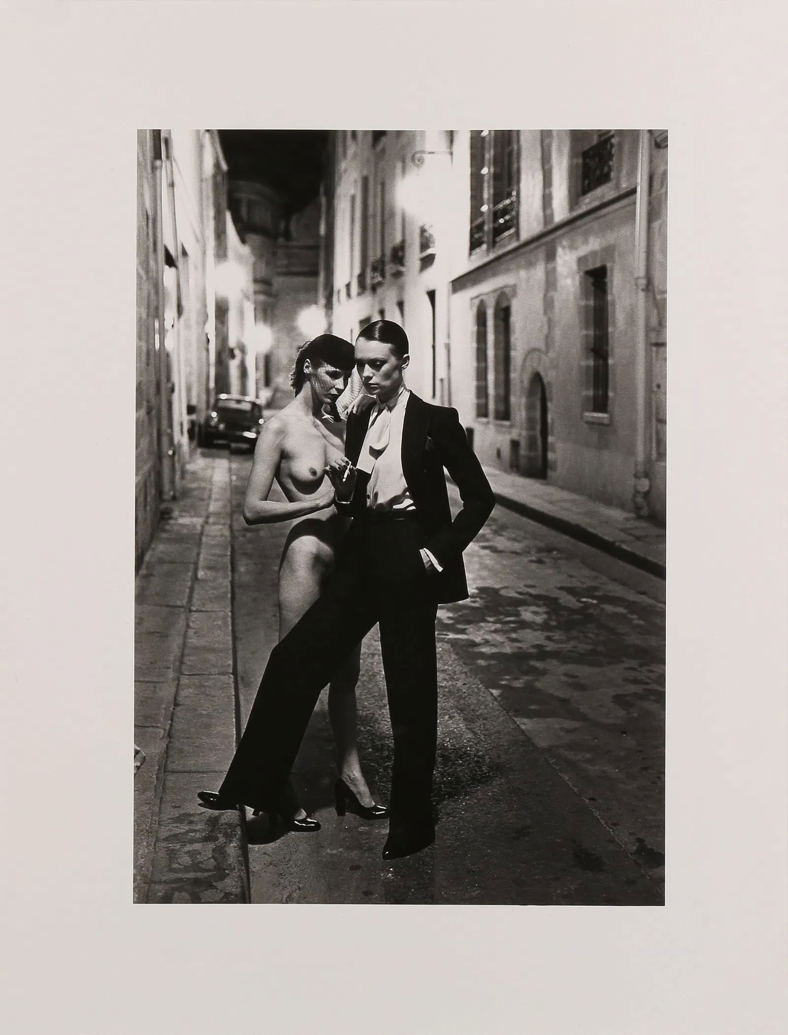 Helmut Newton (1920-2004) RUE AUBRIOT, PARIS: Measures 30 x 40 inches, print on woven paper