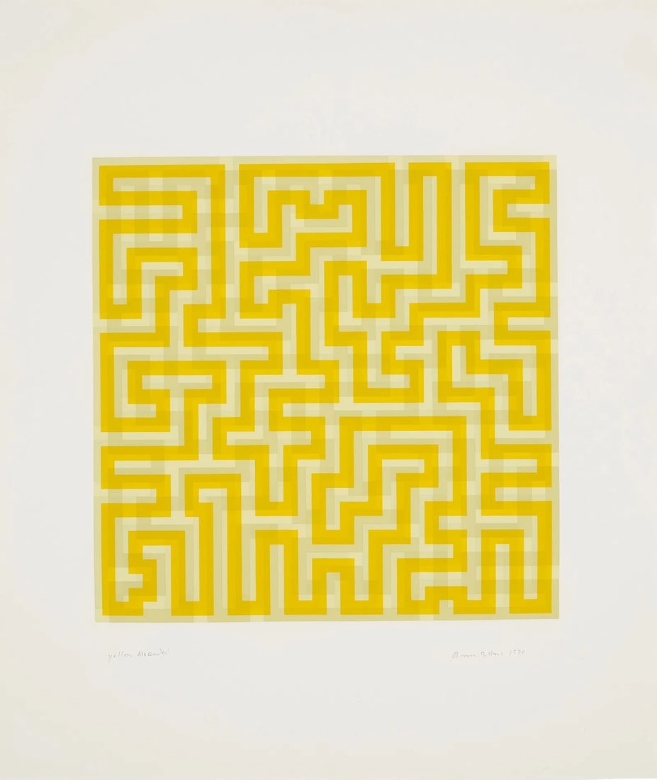 ANNI ALBERS (1899-1994) Yellow Meander Print: ANNI ALBERS (1899-1994) Yellow Meander, signed in the plate measures approx 28 x 24 inches