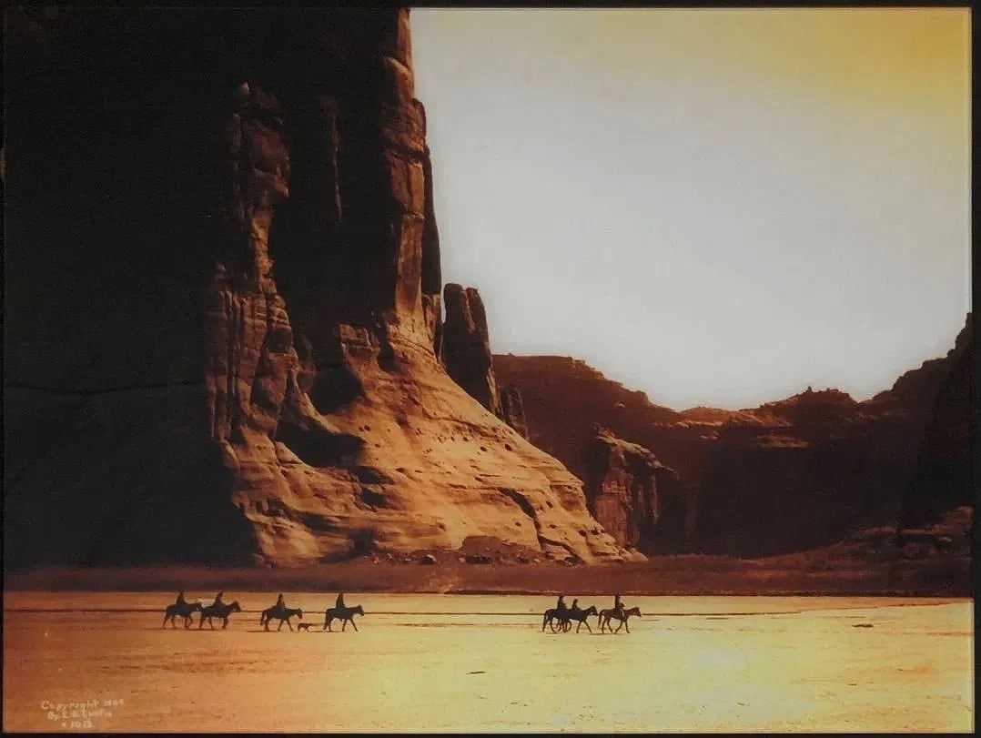Edward Curtis Goldtone Glass Photograph (Canyon) (1 of 1)