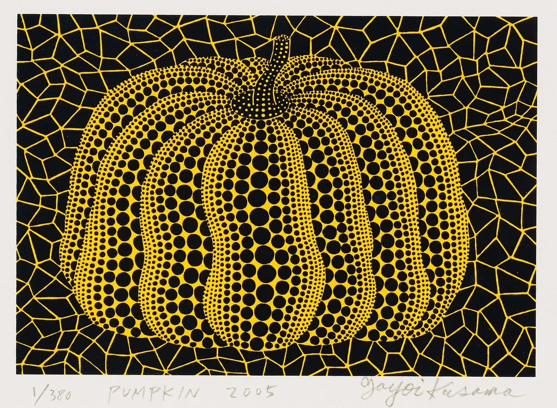 YAYOI KUSAMA (B. 1929) Pumpkin: YAYOI KUSAMA (B. 1929) Pumpkin. Print in colors, on Arches paper, 2005, signed, titled ,dated and numbered 1/380 in the plate, with full margins, in good condition, measures approx 8.25 x 10.5 inches