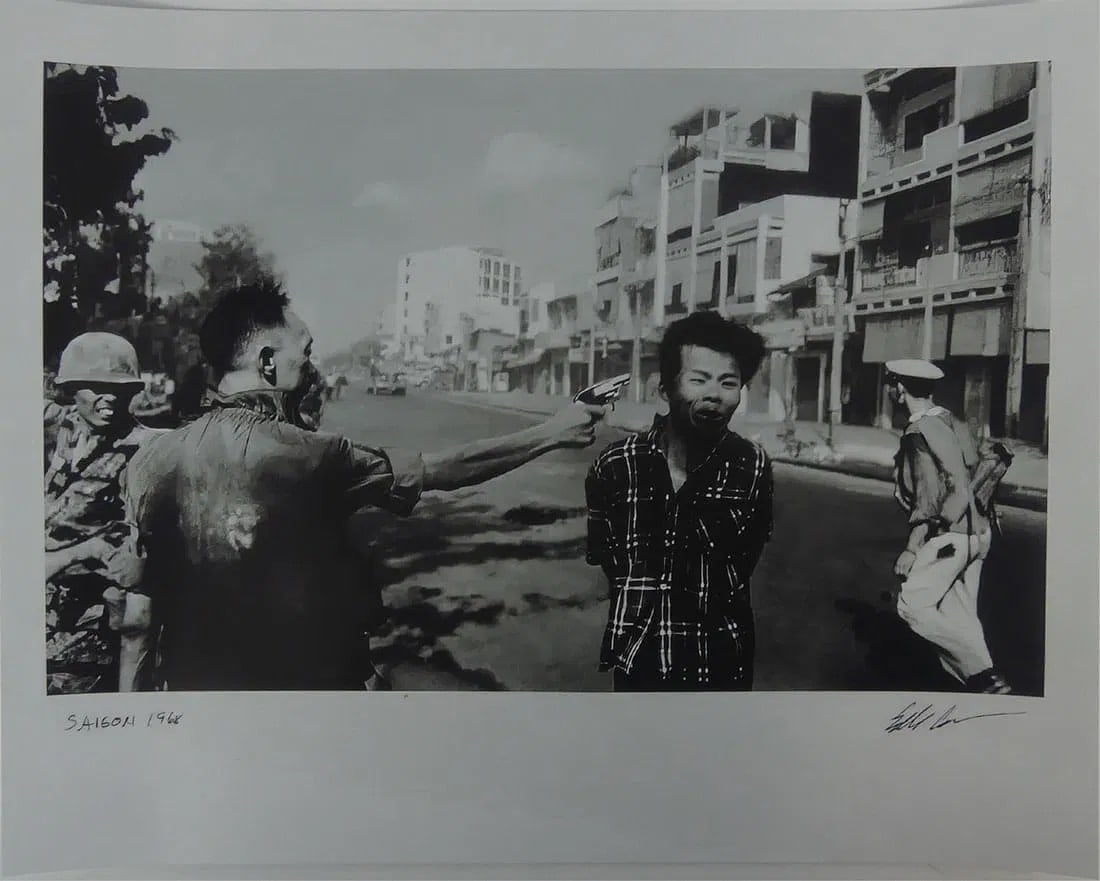 EDDIE ADAMS 'SAIGON EXECUTION': Eddie Adams photo print. Titled 'Saigon, 1968'. Printed later. Signed, titled and dated in the plate to lower margin. Sheet measures 19 1/2" x 15 1/2".