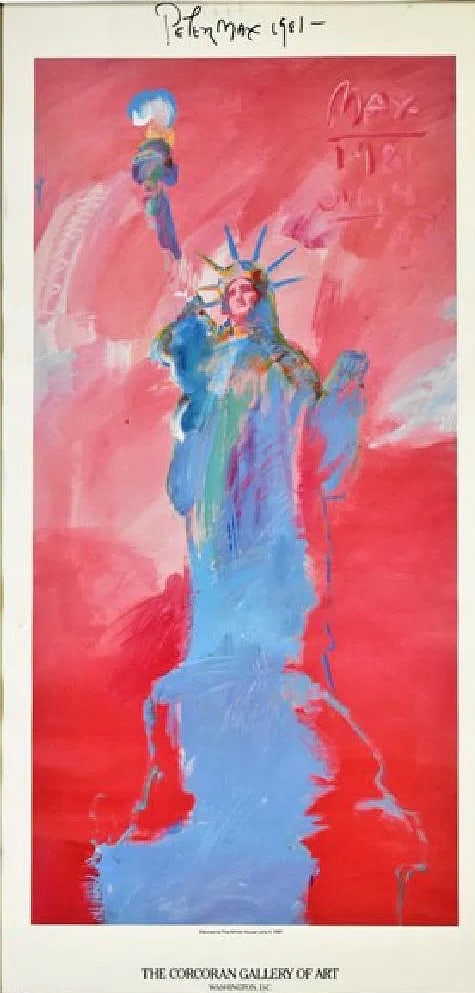 Peter Max Statue Of Liberty Lithograph: Peter Max [German born American, 1937-] 1981 lithograph of the Statue of Liberty, 12" by 25" inches