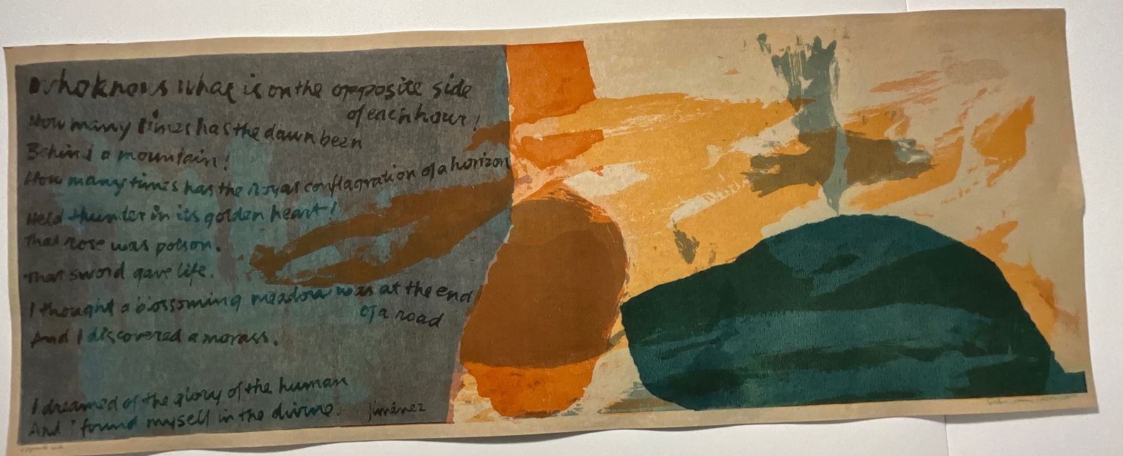Corita Kent Opposite Side print 1961: Measures 29 3/4 x 11 1/4 inches, printed later, plate signed and titled