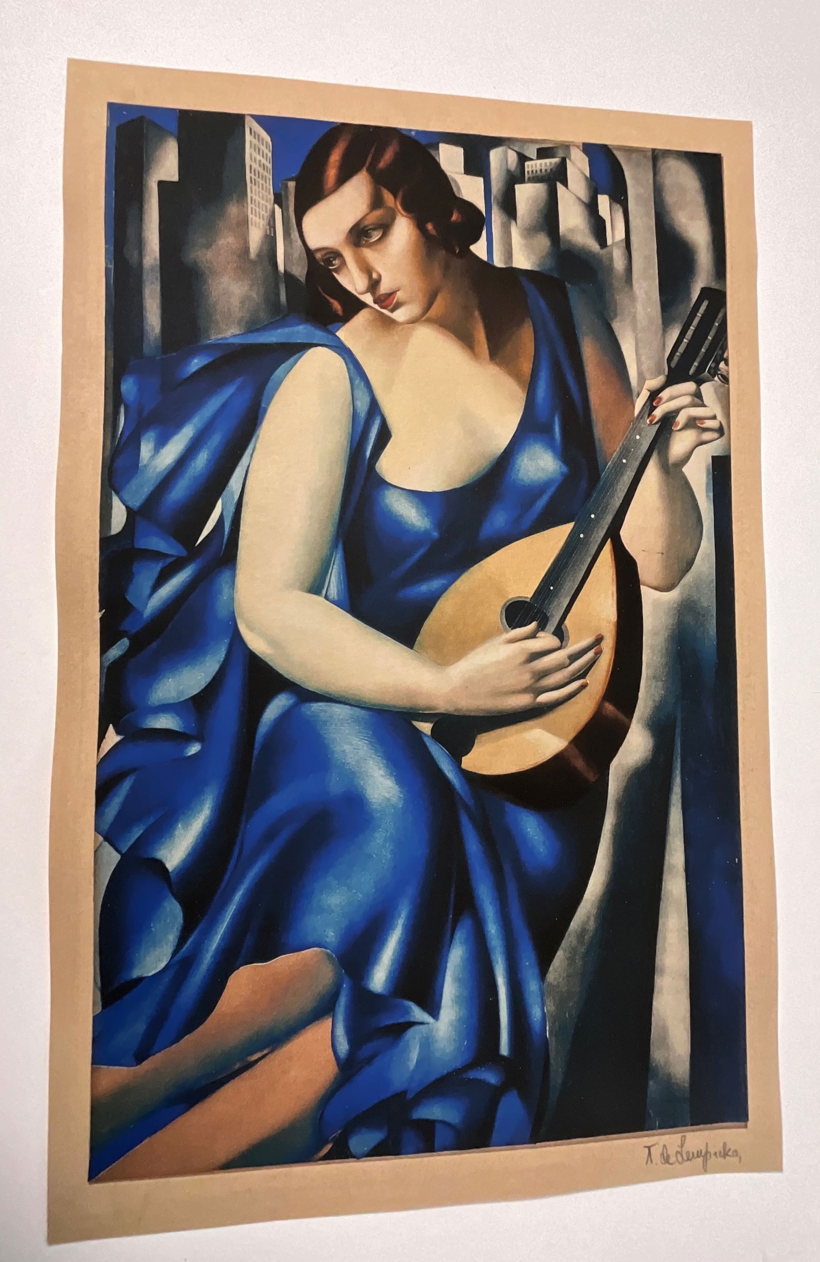 TAMARA DE LEMPICKA (1894-1980) Femme à la mandoline: Print in colors, measures approx 20 x 13 inches, plate signed lower right