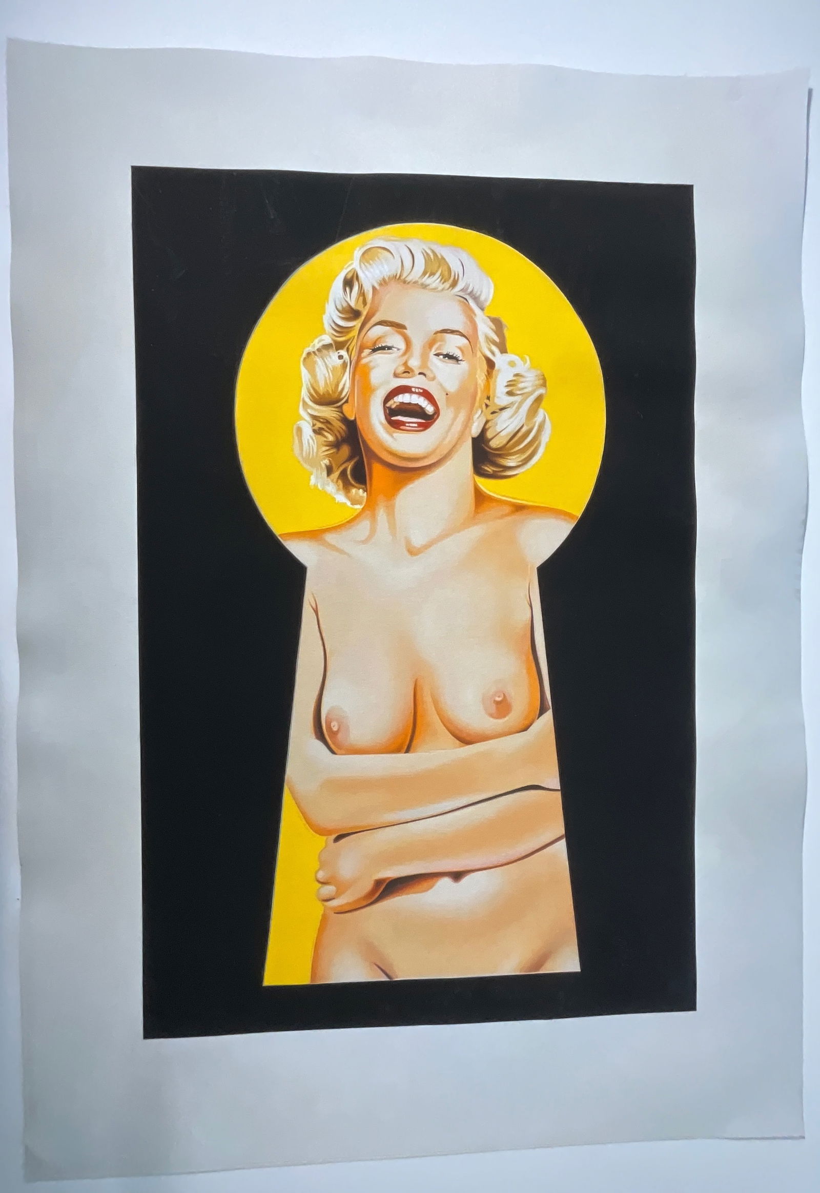 Mel Ramos Marilyn Monroe: Unsigned, print in colors, measures approx 31.5 x 22.5 inches, foxing