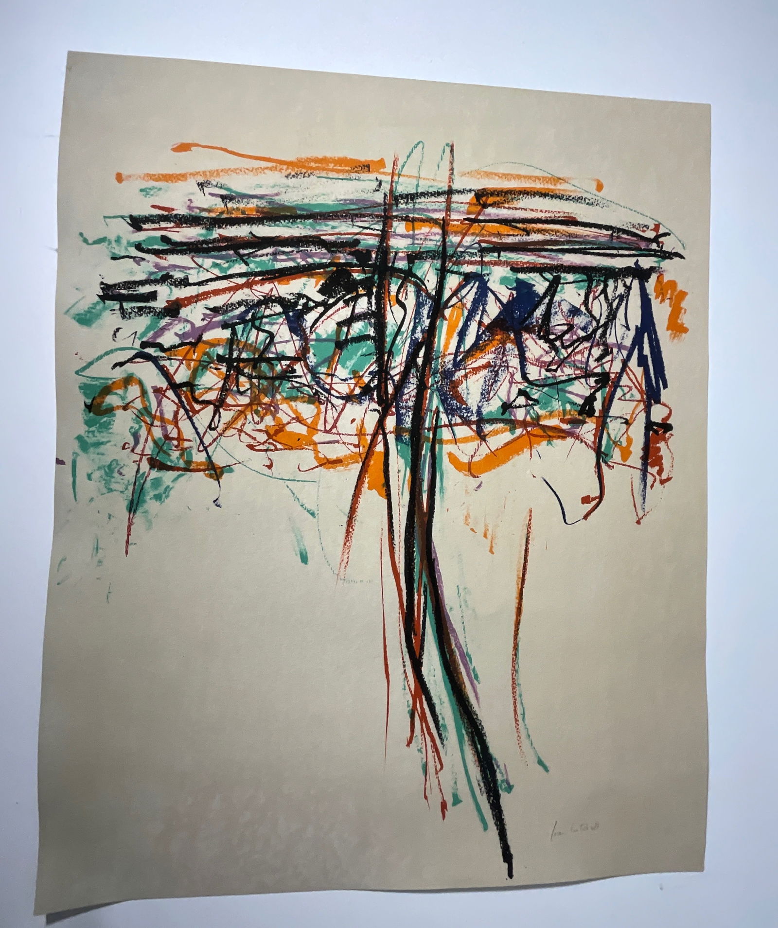 JOAN MITCHELL (1925-1992) Tree II print: Print in colors, on Arches paper, 1992, printed later, signed in the plate lower right, the full sheet, measures 24.5 x 19.75 inches, foxing all over, sold as is