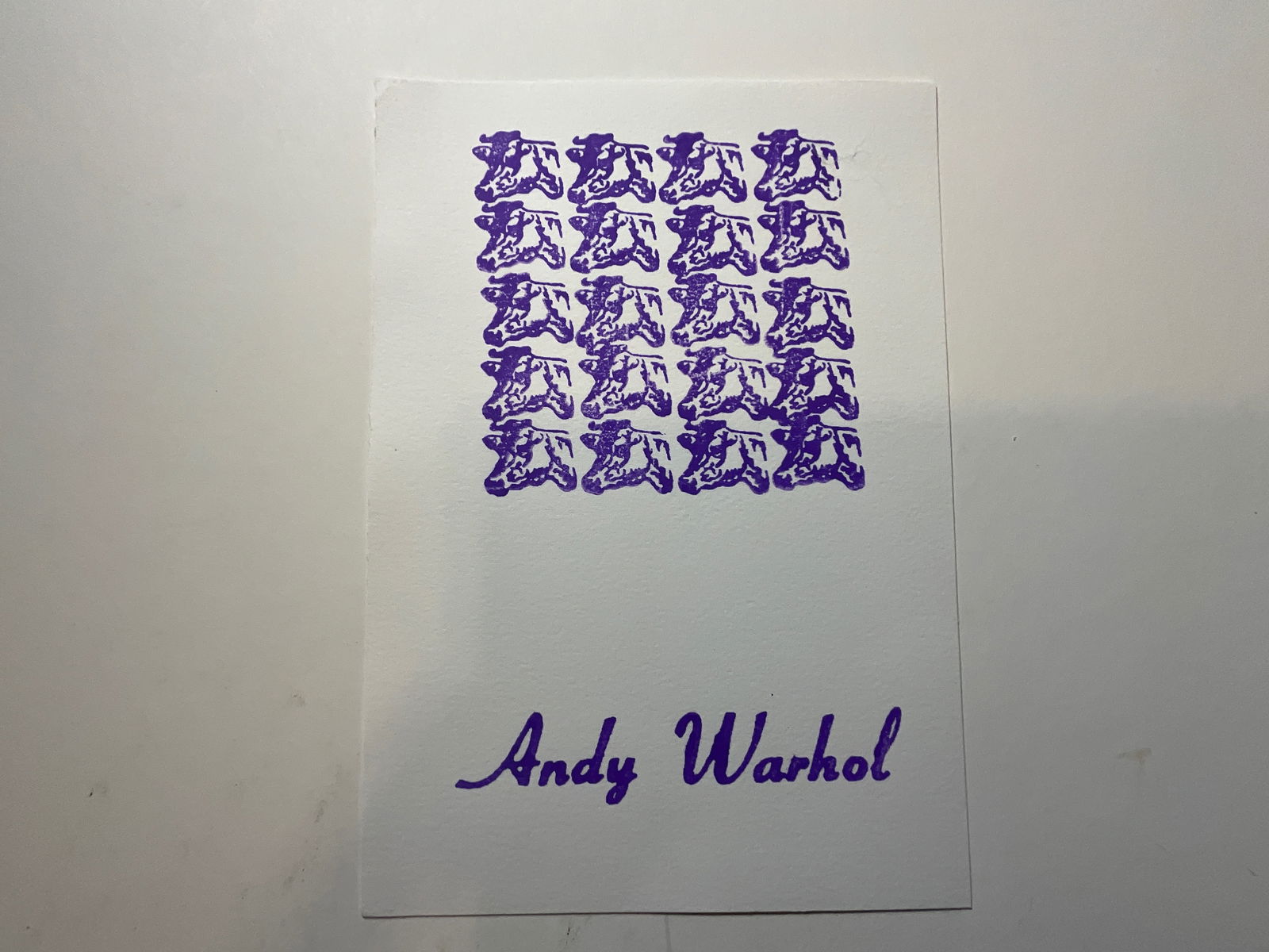 Warhol cow rubber stamp: Measures 6 1/4 x 9 1/2 inches