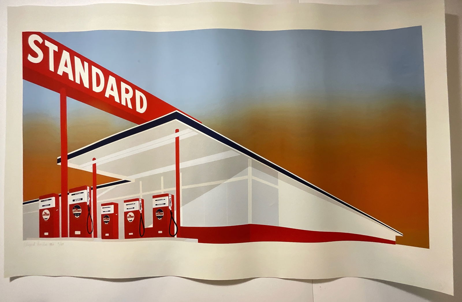 Ed Ruscha standard station: Measures approx 39 x 25 inches , plate signed lower left