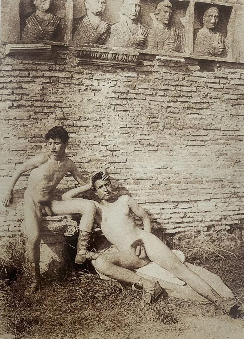 Wilhelm von Gloeden - Male Nude, Photo-Litho: Wilhelm von Gloeden (1856-1931), Male Nude, Photo-litho, Printed circa later 20th c. 6 5/8" x 4 5/8"