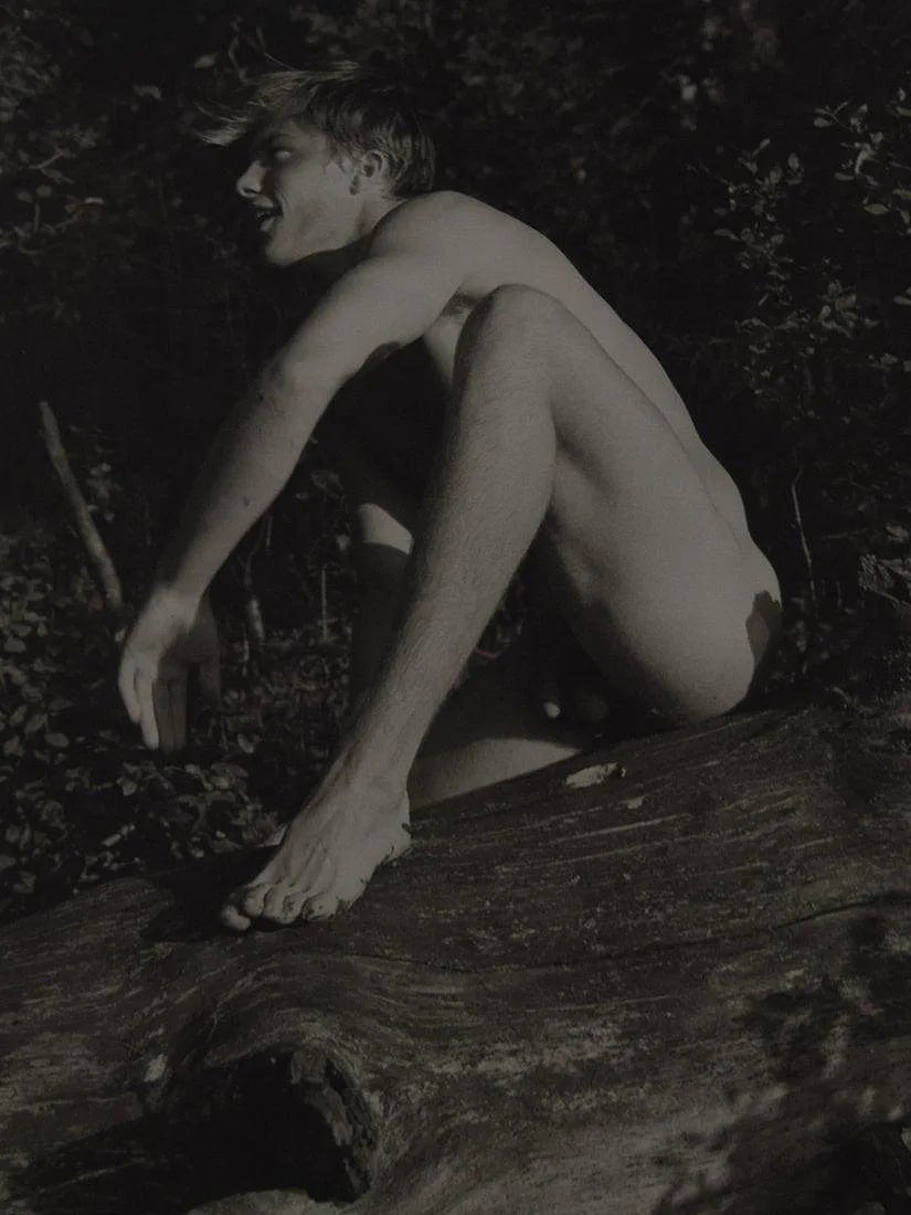 Bruce Weber - Tom, Adirondack Park, 1988: BRUCE WEBER (b. 1946), Tom Adirondack Park, 1988, Sheet-fed gravure c. 1990 Printed in United States of America, 9 3/8" x 7 1/4", mounted to archival board