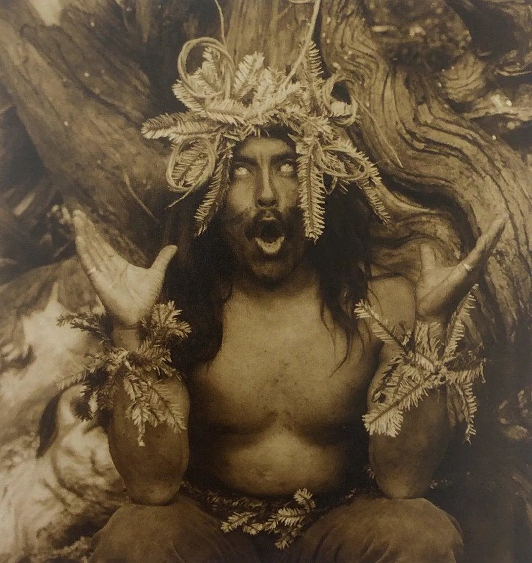 Edward Curtis - Hamatsa shaman rituals, 1914: EDWARD CURTIS (1868-1952), Hamatsa shaman rituals, 1914, Goldtone-litho 8" x 7 1/2", Printed second half of 20th Century, mounted to archival board