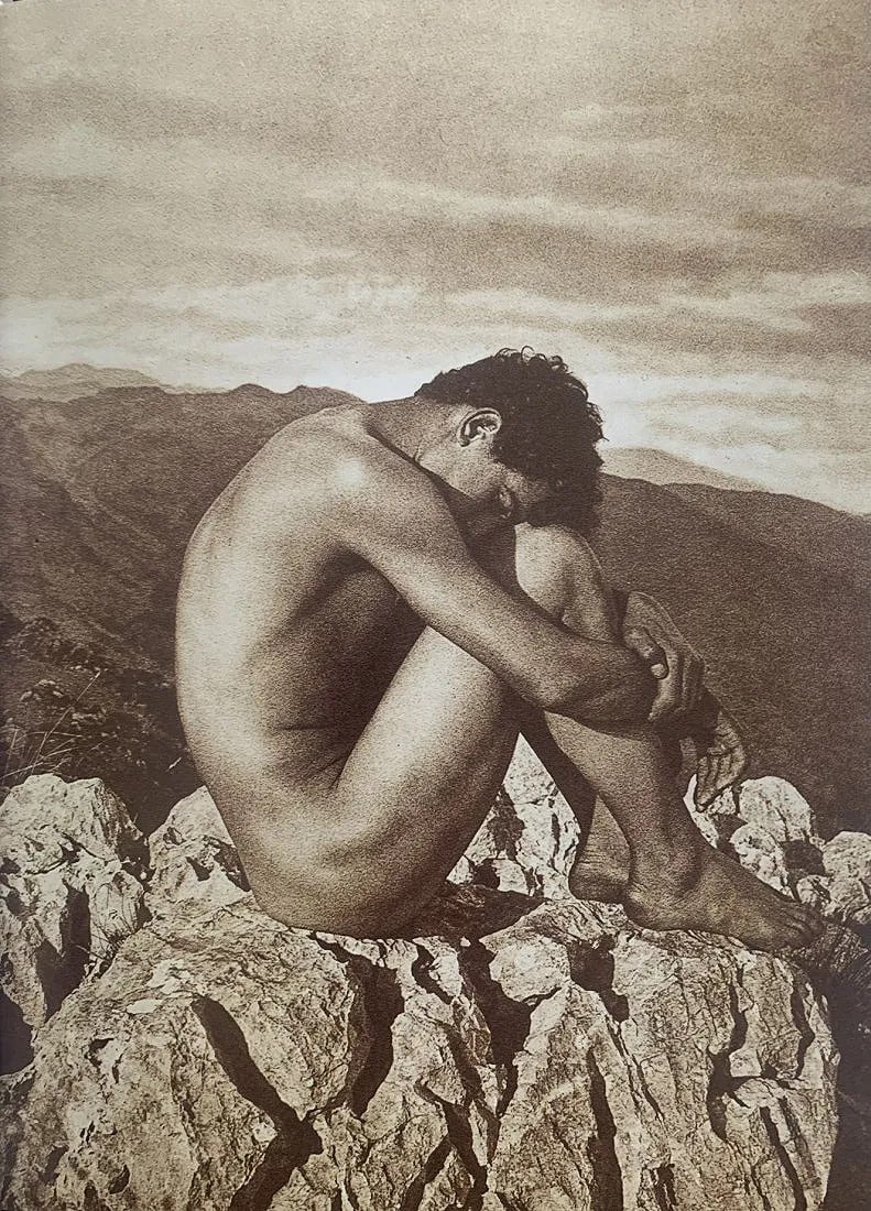 Wilhelm von Gloeden - Male Nude, Photo-Litho: Wilhelm von Gloeden (1856-1931), Male Nude, Photo-litho, Printed circa later 20th c. 7 5/8" x 5 3/8", mounted to archival board