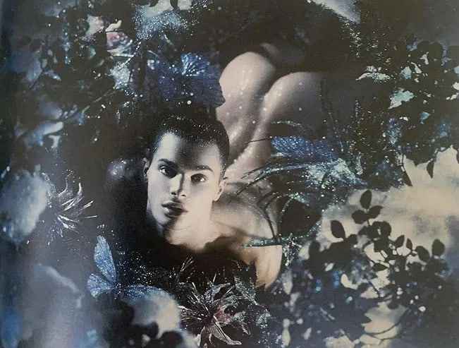Pierre et Gilles - Male Nude, Photo-Litho: Pierre et Gilles 20th Century, Male Nude, Photo-litho, Printed circa later 20th c., 3 1/2" x 4 3/4", mounted to archival board