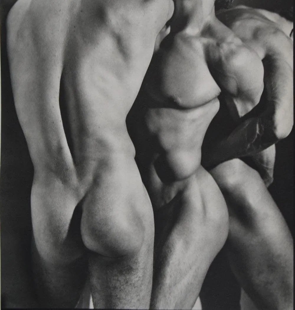 Herb Ritts - Three Male Torsos , LA , 1986: HERB RITTS (1952-2002), Herb Ritts - Three Male Torsos , LA , 1986, Sheet fed gravure C.1986, Japan,14" x 11", mounted to archival board