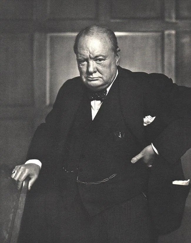 Yousuf Karsh - Winston Churchill: YOUSUF KARSH (1908-2002), Winston Churchill, Sheet-fed Gravure, c. 1970's, Printed in Switzerland, 11" x 9", Mounted to archival board