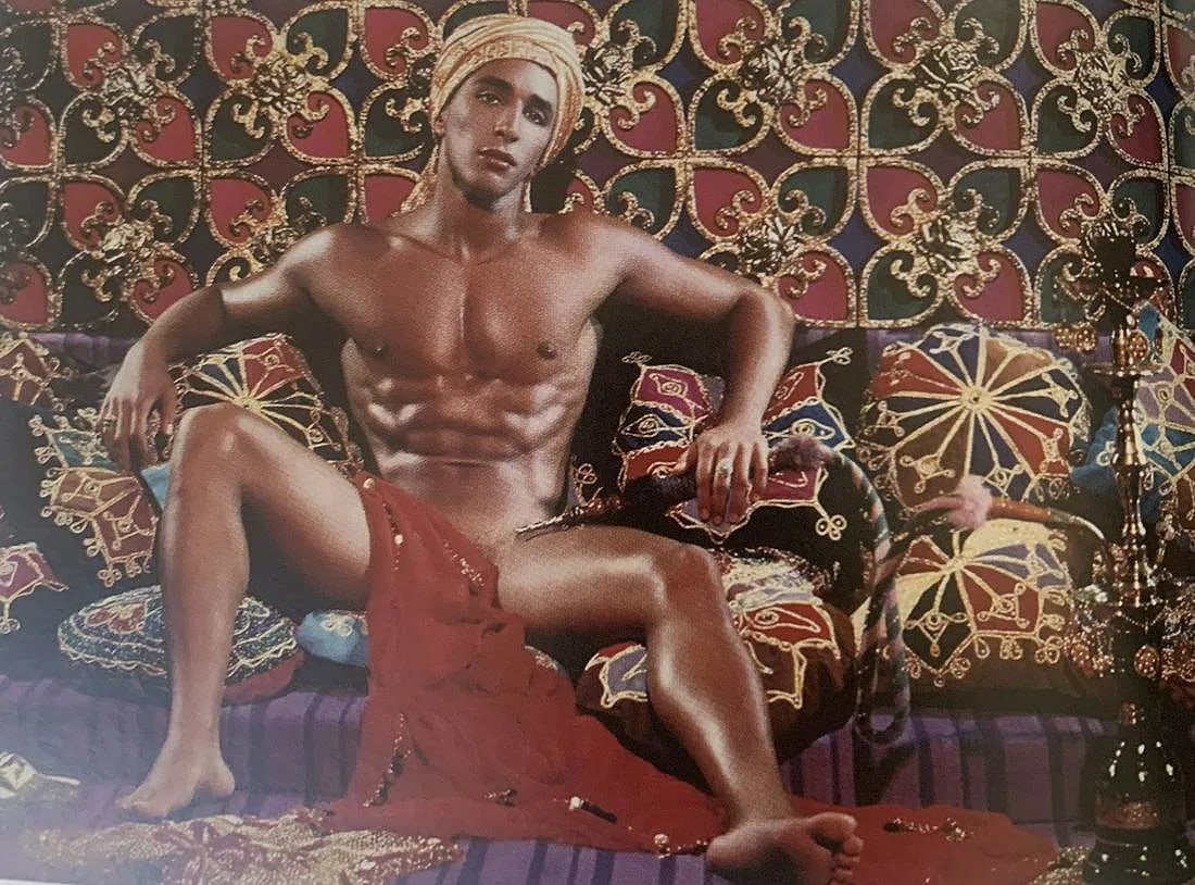 Pierre et Gilles - Male Nude, Photo-Litho: Pierre et Gilles 20th Century, Male Nude, Photo-litho, Printed circa later 20th c. 3 1/2" x 4 3/4", Mounted to archival board