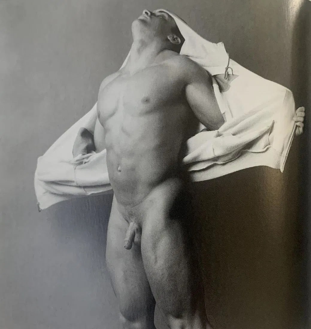 Stanley Stellar - Male Nude, Photo-Litho: Stanley Stellar 20th Century Male Nude Photo-litho Printed circa later 20th c. 4 1/2" x 4 1/2", Mounted to archival board