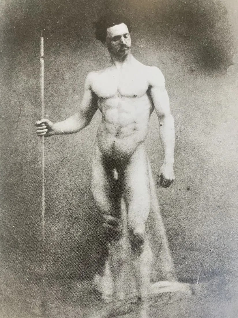Eugene Durieu - Male Nude, Photo-Litho: EUGENE DURIEU (1800-1874), Male Nude, Photo-litho, Printed circa later 20th c.6 5/8" x 4 5/8", Mounted to archival board