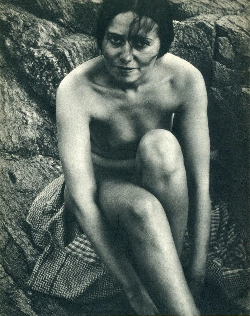 Bruehl, Anton - Nude: Vintage Sheet-fed Gravure from the 1930s. A high-contrast modernist study of the female form. Image size: approx. 8" x 10"., Mounted to archival board