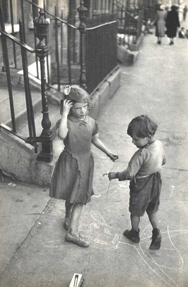 Cartier-Bresson - Children, Usher Quay, Dublin: Vintage Sheet-fed Gravure printed in 1955. A candid documentary study of Irish youth. Image size: approx. 9" x 13.5"., Mounted to archival board