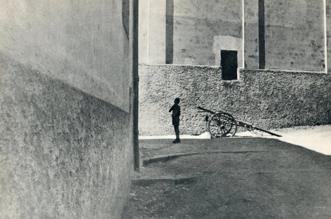 Cartier-Bresson - Salerno Italy: Vintage Sheet-fed Gravure printed in 1955. A candid street scene from southern Italy. Image size: approx. 9" x 13.5"., Mounted to archival board