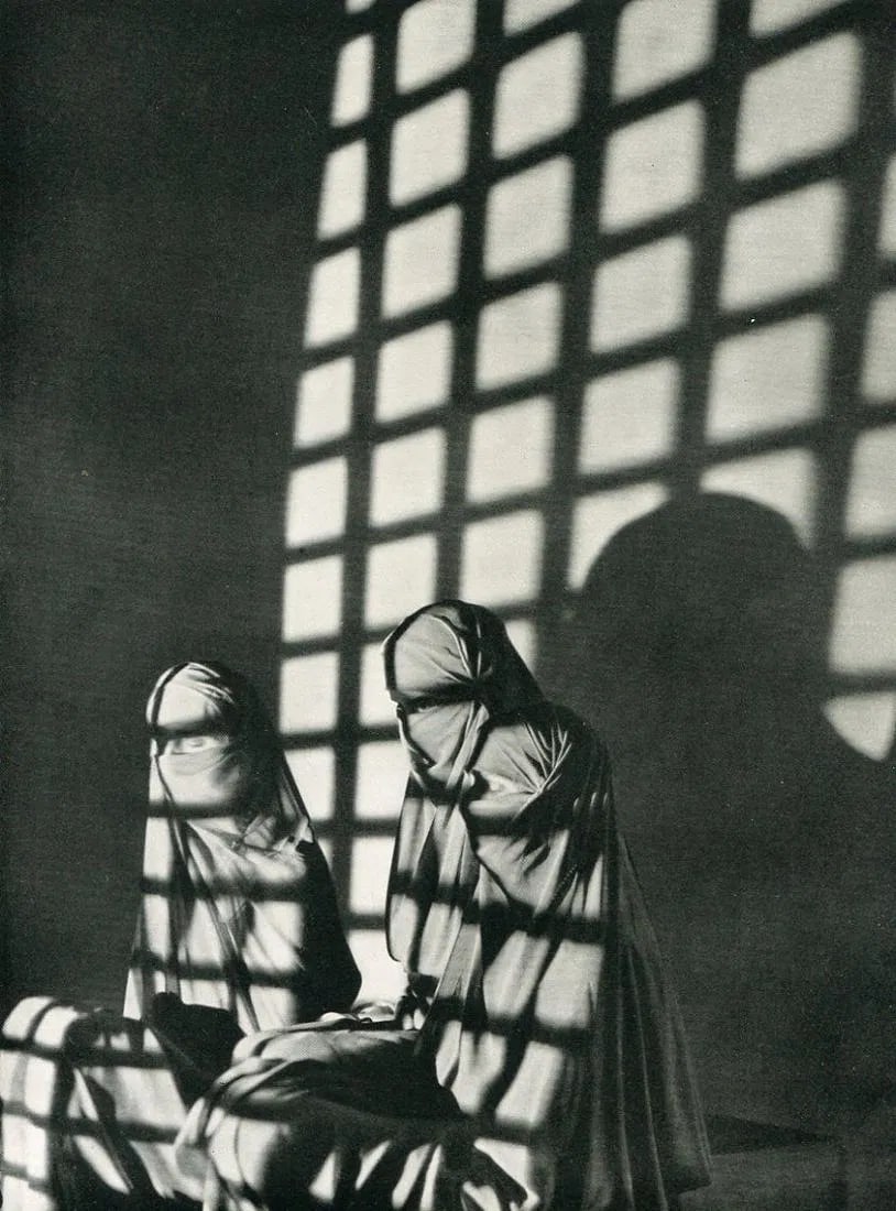 Hoyningen-Huene - In Tunis: Vintage Sheet-fed Gravure. A chic, modernist travel/fashion study. Image size: approx. 8" x 10"., Mounted to archival board