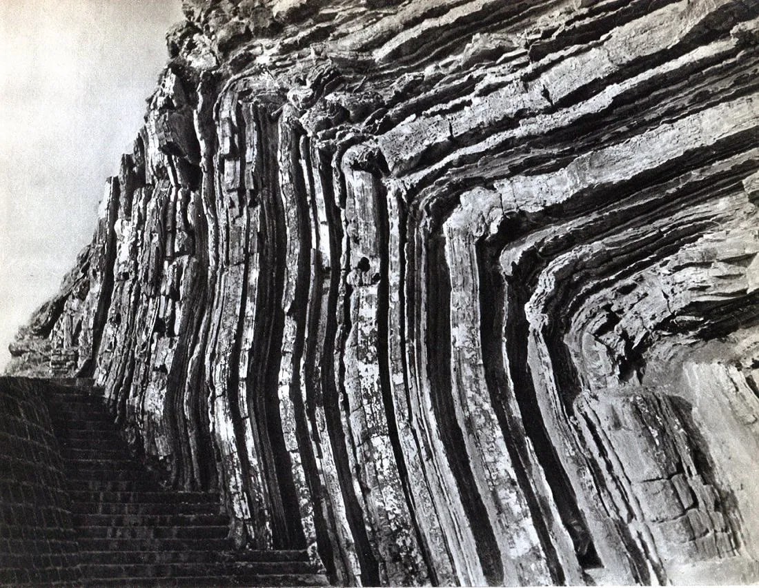 Man Ray - "Rock Wall": 1934 Sheet-fed Gravure. A surrealist texture study of organic forms. Image size: approx. 8.5" x 11"., Mounted to archival board