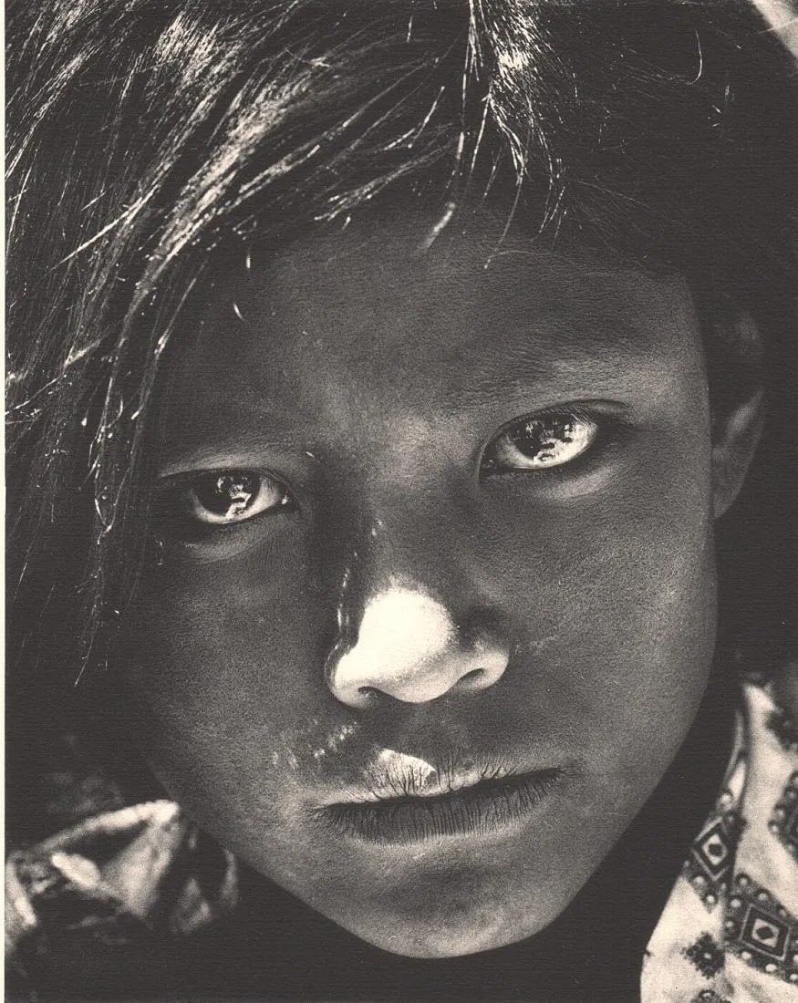 Bruehl, Anton - Dolores: Vintage Photogravure from the 1933 "Mexico" series. High-contrast portraiture. Image size: approx. 8" x 10"., Mounted to archival board