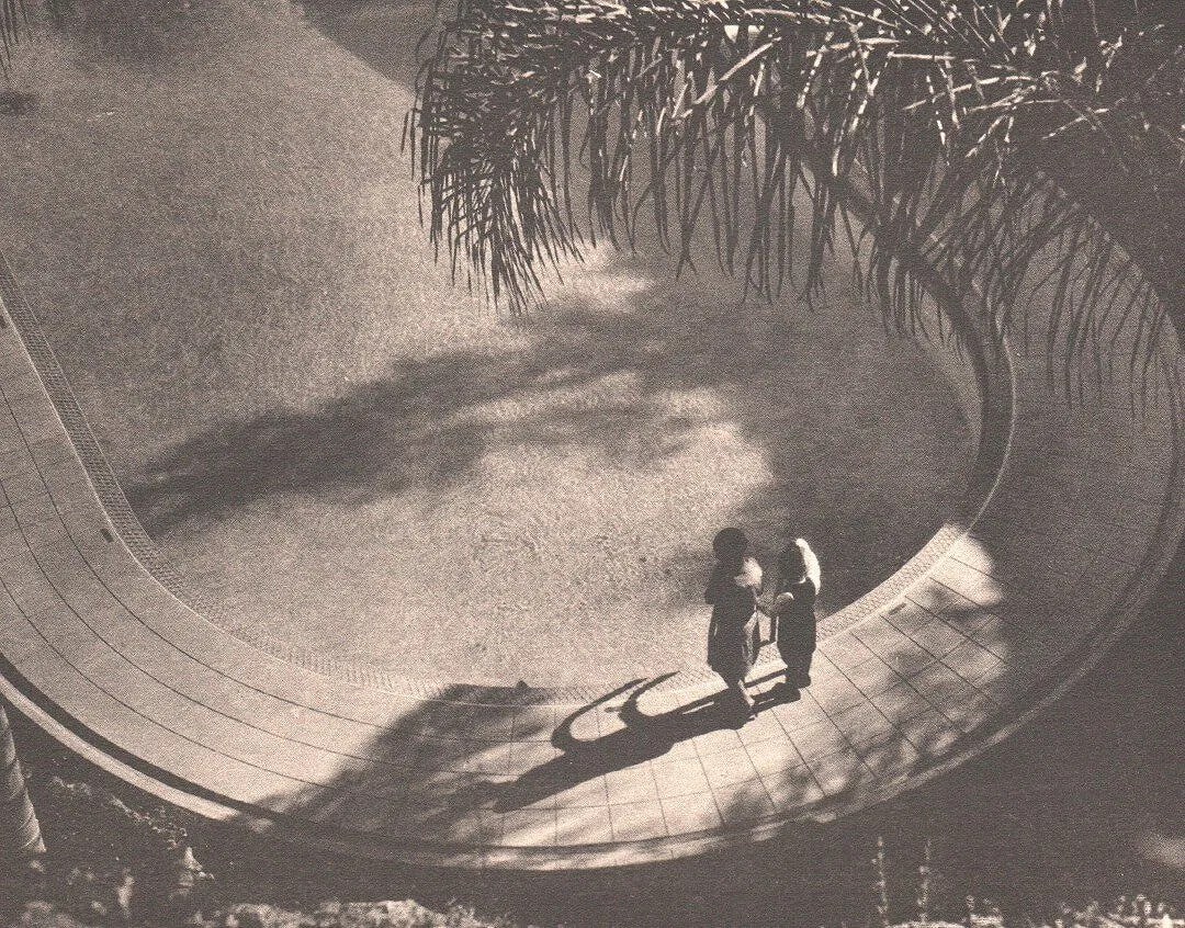 Ohara Kichiji - Evening Shadow: Vintage Sheet-fed Gravure. A minimalist Japanese modernist study of light. Image size: approx. 8.5" x 11"., Mounted to archival board