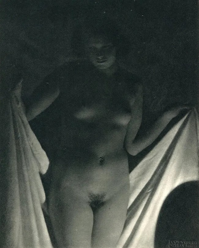 Drtikol, F - Nude In Shadow: Vintage Sheet-fed Gravure. A geometric Art Deco study of the silhouette. Image size: approx. 7" x 9.5"., Mounted to archival board