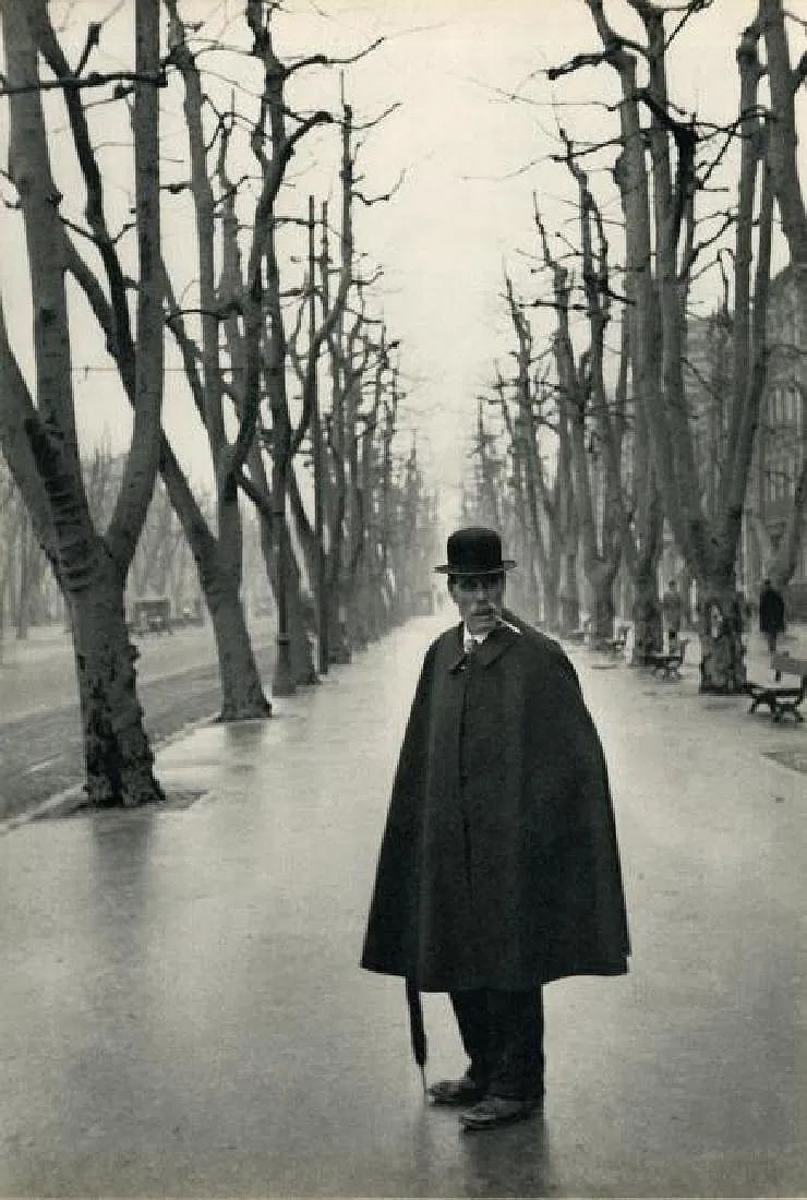 Cartier-Bresson - Allees Du Prado, Marseilles: Vintage Sheet-fed Gravure printed in 1955. A masterclass in perspective and timing. Image size: approx. 10" x 13.5"., Mounted to archival board