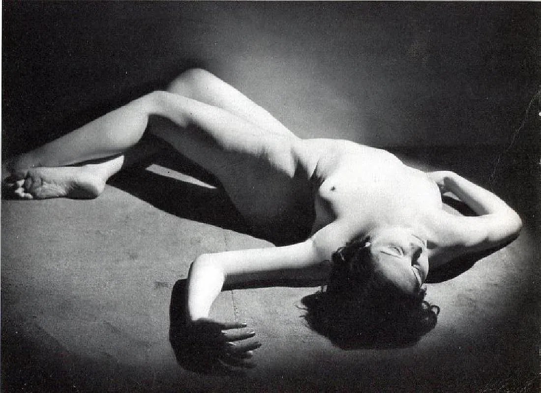 Man Ray - Female Nude: 1934 Sheet-fed Gravure. A direct, modernist approach to the studio nude. Image size: approx. 8.5" x 11"., Mounted to archival board