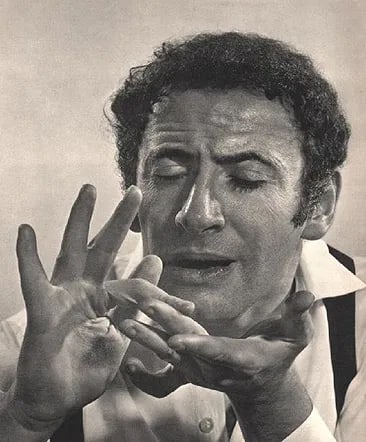 Karsh, Yousuf - Marcel Marceau: Vintage Sheet-fed Gravure. A dramatic, expressive portrait of the famous mime. Image size: approx. 8.5" x 11.5"., Mounted to archival board