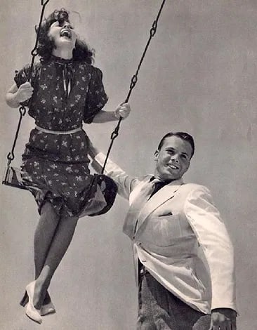 Lohse, Remie - The Swing: Vintage Sheet-fed Gravure printed in 1937. Dynamic outdoor nude in motion. Image size: approx. 8.5" x 11"., Mounted to archival board