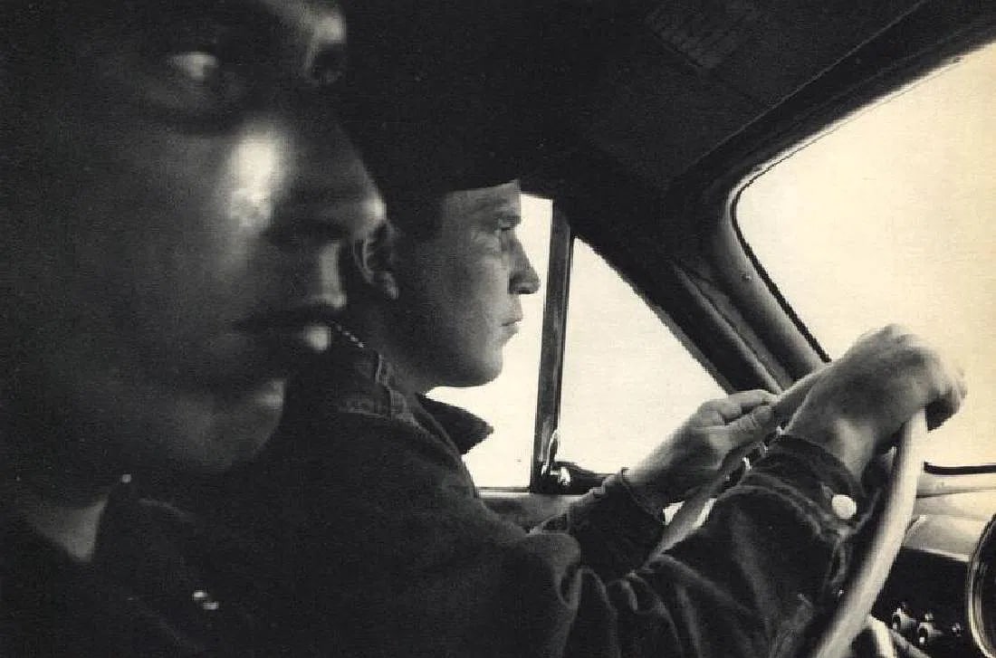 Frank, Robert - US 91 Leaving Blackfoot, ID: Vintage Sheet-fed Gravure. A lonely, cinematic landscape from "The Americans." Image size: approx. 7.5" x 11.5"., Mounted to archival board