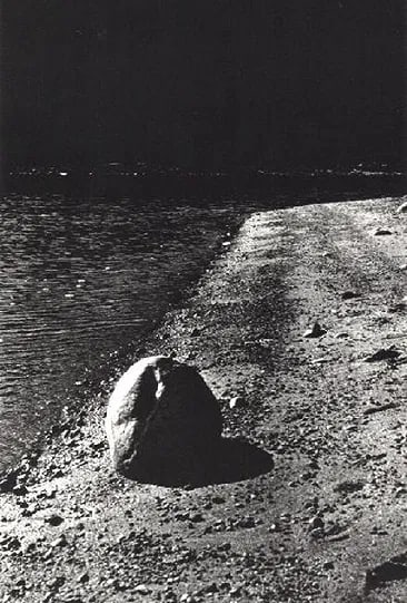 Ralph Gibson - Rock: Vintage Sheet-fed Gravure. High-contrast abstract texture study. Image size: approx. 8" x 12"., Mounted to archival board