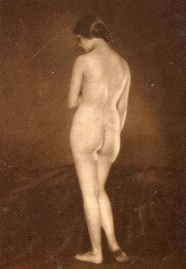 Karl Schencker - Hungarian Woman (Nude): Vintage Sheet-fed Gravure. Glamour studio nude from the 1920s. Image size: approx. 7.5" x 10"., Mounted to archival board