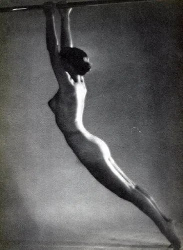Martin Munkacsi - Nude: Vintage Sheet-fed Gravure. Natural light study by the master of action. Image size: approx. 9" x 12"., Mounted to archival board