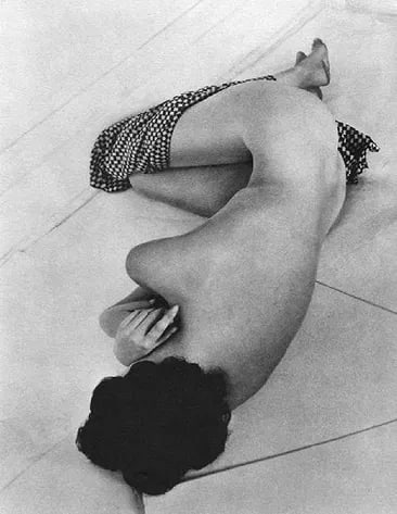 Peter Martin - Lying Down: Vintage Sheet-fed Gravure. Minimalist study of repose. Image size: approx. 8" x 10"., Mounted to archival board