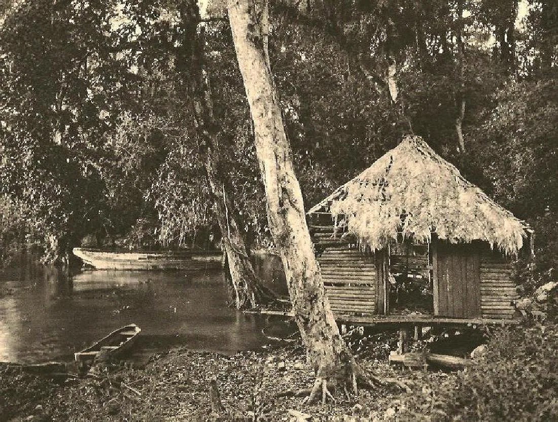 Hugo Brehme - Coastal Cabin, Honduras: Vintage Sheet-fed Gravure. Ethnographic travel documentation. Image size: approx. 7" x 9"., Mounted to archival board