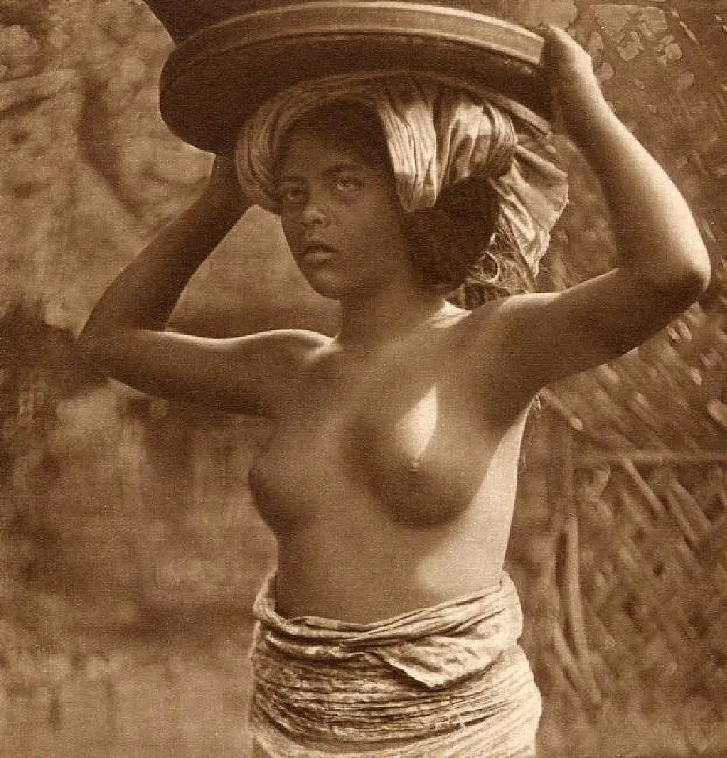 Dr. Krause - Bali Woman: Vintage Sheet-fed Gravure. Early 20th-century ethnographic portrait. Image size: approx. 8" x 11"., Mounted to archival board