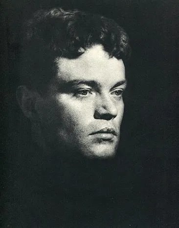 Andre Durst - Young Man: Vintage Sheet-fed Gravure. Stylized 1930s male portrait. Image size: approx. 8.5" x 11"., Mounted to archival board