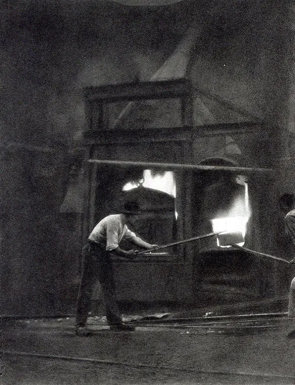 Hoppe, E O - German Industry: Vintage Photogravure printed in 1930. Powerful document of industrial labor. Image size: approx. 7.5" x 10"., Mounted to archival board