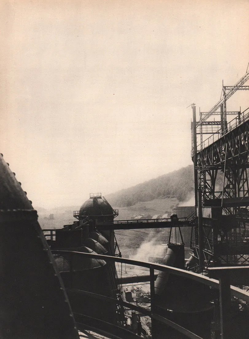 Krull, Germaine (Attr) - Factory - Saulnes, France: Vintage Sheet-fed Gravure. Modernist industrial architectural documentation. Image size: approx. 7" x 9.5"., Mounted to archival board