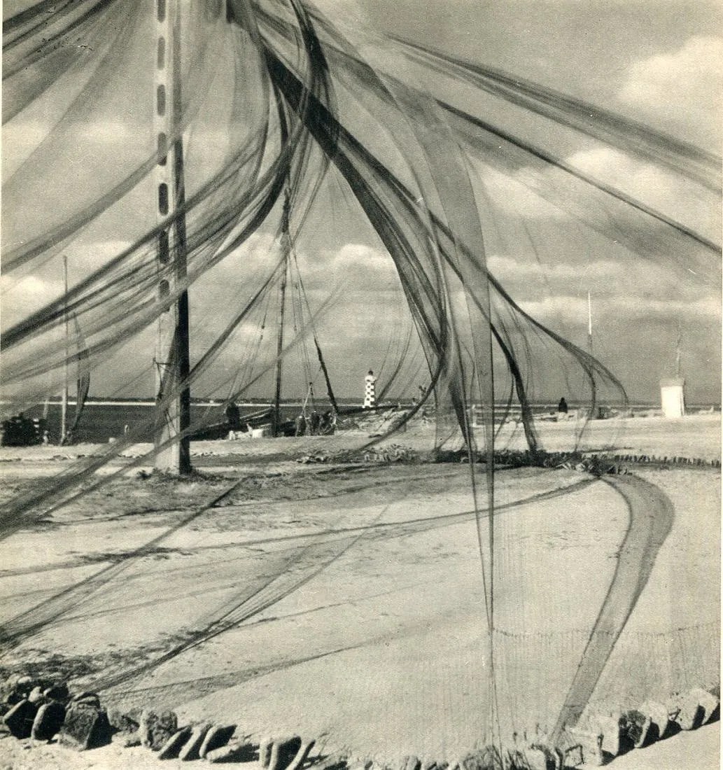 Dumat, Clement - Le Filet Bleu: Vintage Sheet-fed Gravure. French pictorialist maritime scene. Image size: approx. 8.5" x 11"., Mounted to archival board