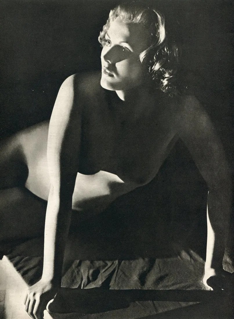 Everard, John - Female Nude: Vintage Sheet-fed Gravure. Educational anatomical/artistic study. Image size: approx. 8.5" x 11"., Mounted to archival board